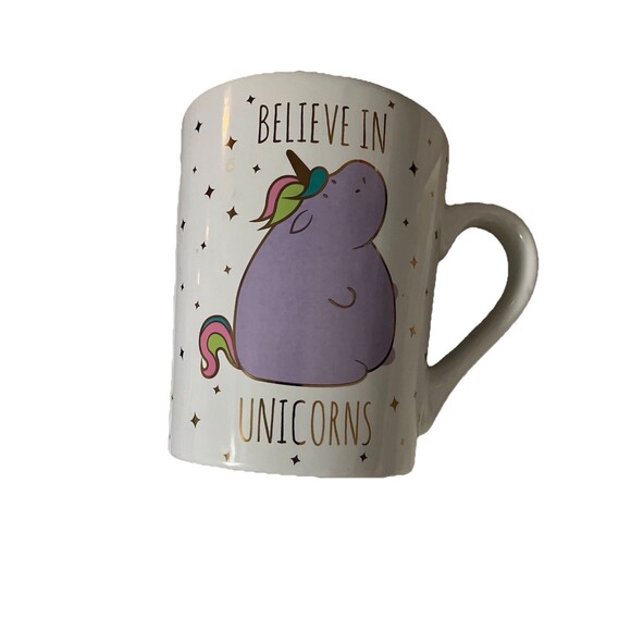 Large Boston Warehouse Coffee Mug “ Believe in Unicorns” whimsical Fairytales - Picture 10 of 11